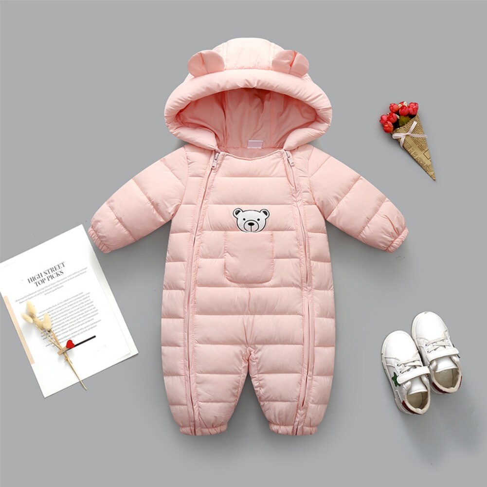 Bobora-ropa de una pieza para bebé, peleles con capucha de invierno, de algodón grueso cálido traje, mono, traje de nieve, ropa para niño