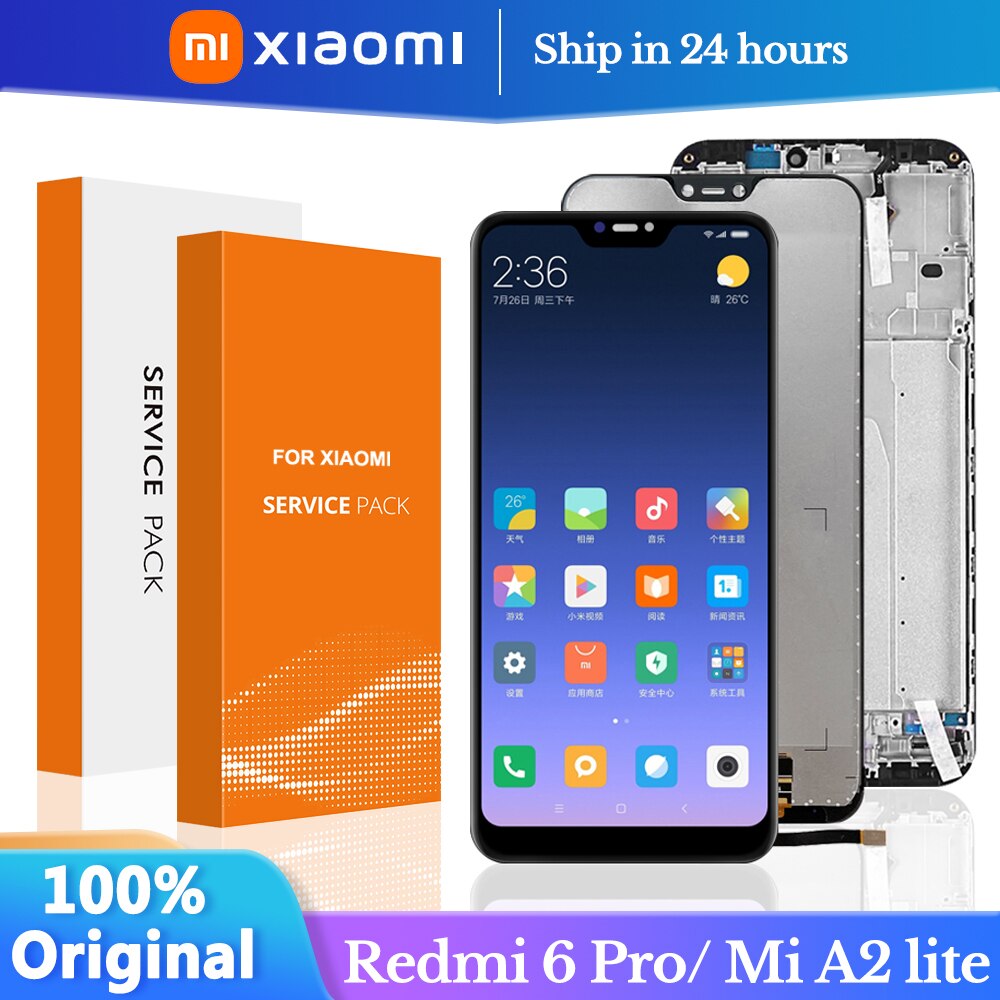 Pantalla LCD Original de 5,84 pulgadas para Xiaomi Mi A2 Lite, repuesto de pantalla táctil con marco digitalizador, para Xiaomi MiA2 Lite