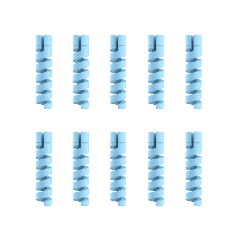 10pcs Cable Protector Silicone Charge Cable Spiral Winder Wire End Cord Savers Cover For Phone USB Charger Cable Accessories: Blue
