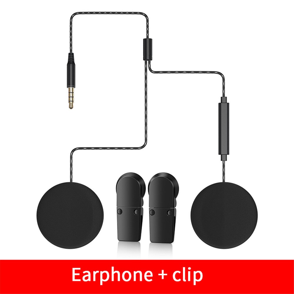 3.5Mm Plug Motorhelm Headset Stereo Helm Oortelefoon Dual Speakers Gevlochten Oordopjes Platte Hoofdband Koptelefoon: Earphone With Clip