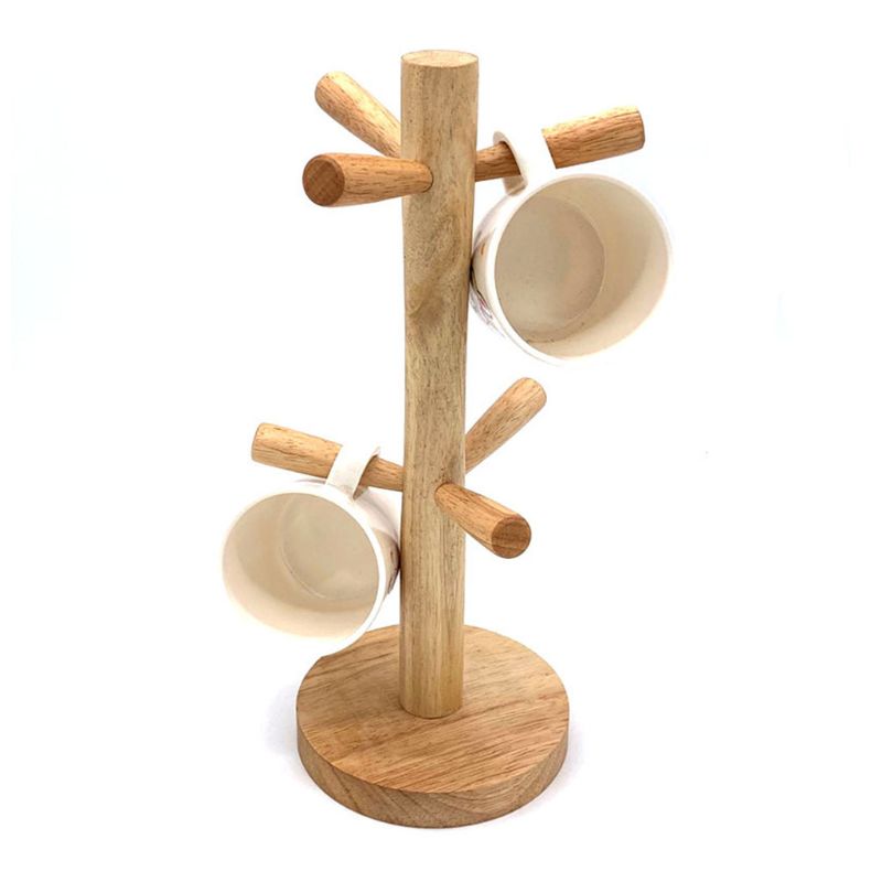 1Pc 6 Hooks Mug Holder Tree,Wooden Cup Holder Mug Tree Holder Rack Tabletop Holder,Tea Coffee Cup Mug Hoooks Mug Cup Tree: Default Title