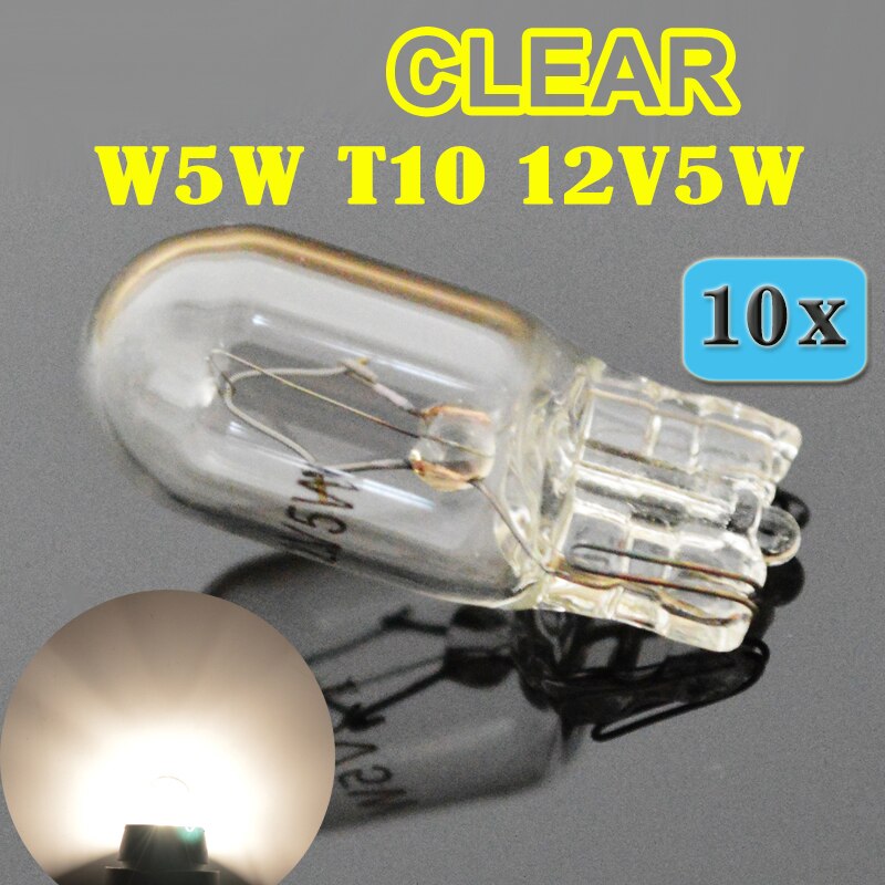 Hippcron (10 stuks/partij) clear 501 194 W5W T10 Wit Glas 12 V 5 W W2.1x9.5d Enkel Filament Auto Lamp Auto Lamp