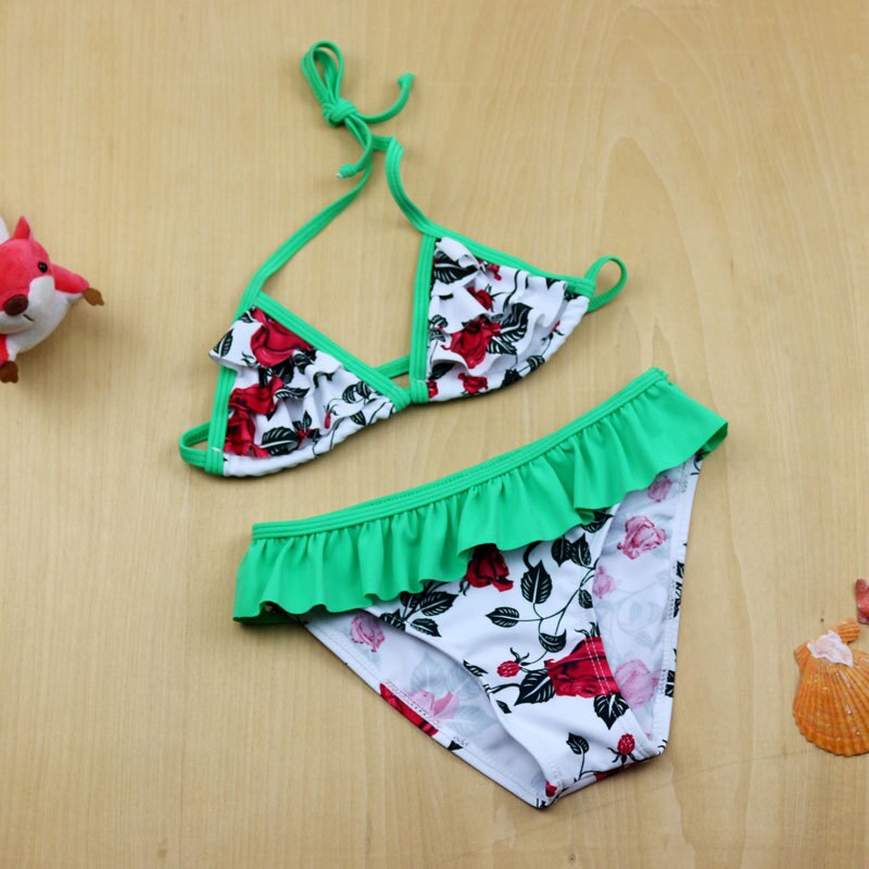 Sommer piger badetøj pige badedragt piger delt to stykker badedragt børn biquini infantil badedragt bikini strandtøj: B / 14t