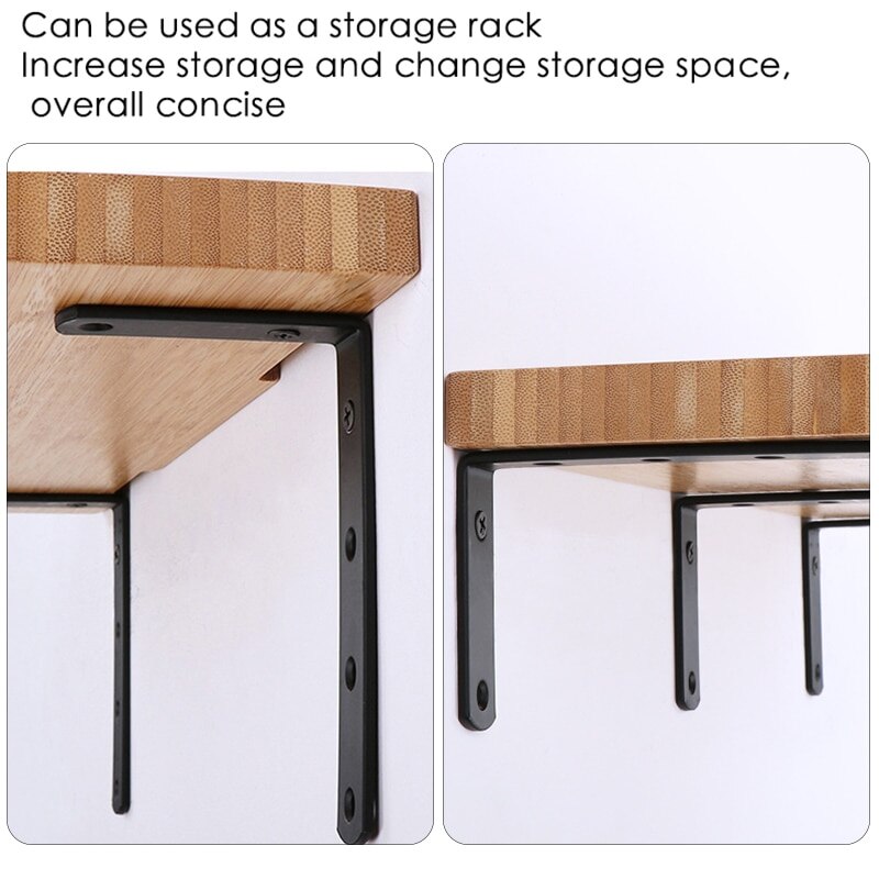 4Pcs Plank Beugels Dikker Ijzer L-Vormige Haakse Corner Brace Voor Muur Opknoping Meubels Connector Industriële Decoratieve wi