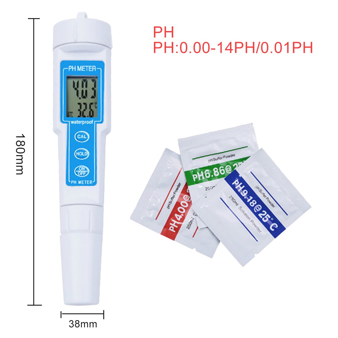 LCD Display Accuracy 0.01ph Digital PH Meter Tester TDS Meter Pen 0-14PH/0-9990PPM for Drinking/Food/Lab PH Water Purity Monitor: PH Pen With Powers