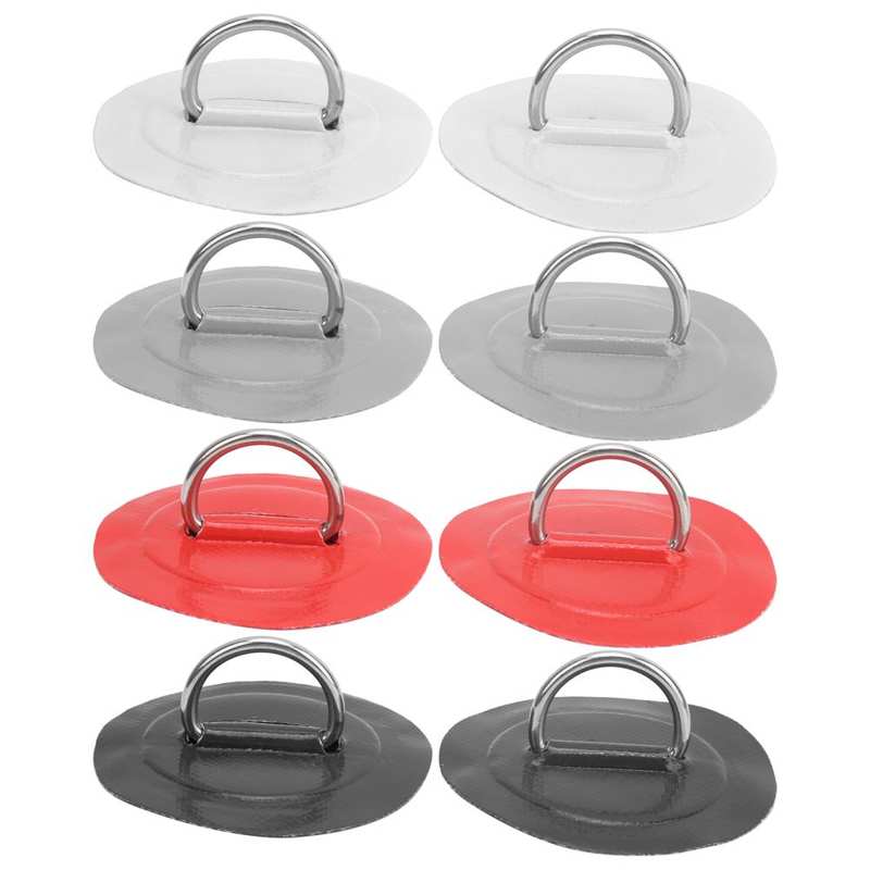 Almohadilla de anillo en D de acero inoxidable, parche para bote inflable de PVC, balsa, bote, canoa, Kayak, tabla de surf, diámetro de 8cm, 4 Uds.