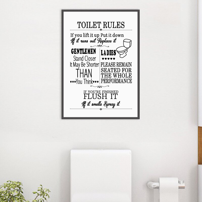 Toilet Rules Wall Art Modern Funny Bathroom Rules ... – Vicedeal