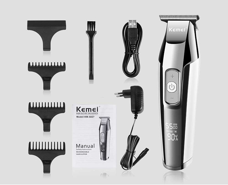 Km -5027 genopladelig klipper hårtrimmer mænd elektrisk barbermaskine klipper hårklippemaskine klipning 110v-240v