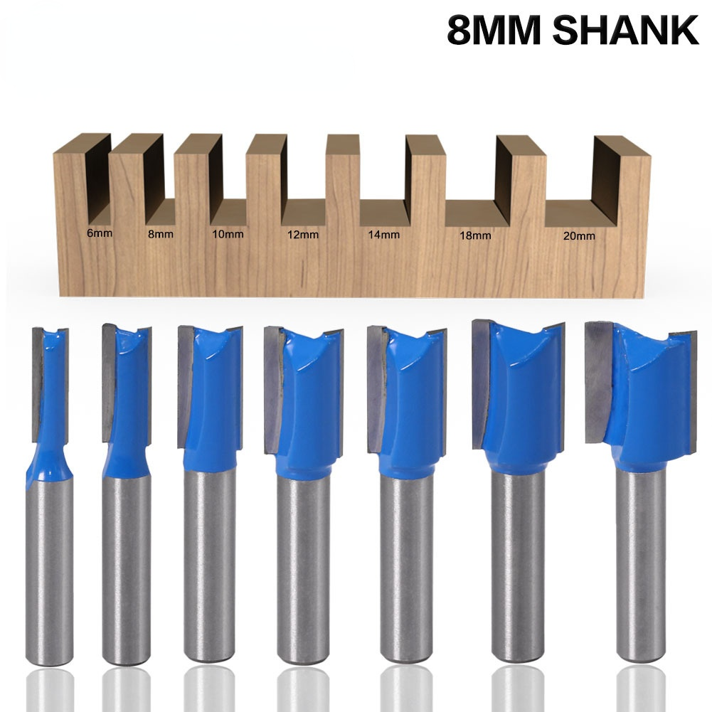 1Pc 8Mm Shank Straight Houtbewerking Router Bit Set Carpenter Frees 6/8/10/12/14/18/20Mm Houtwerk Snijgereedschap Router Bit
