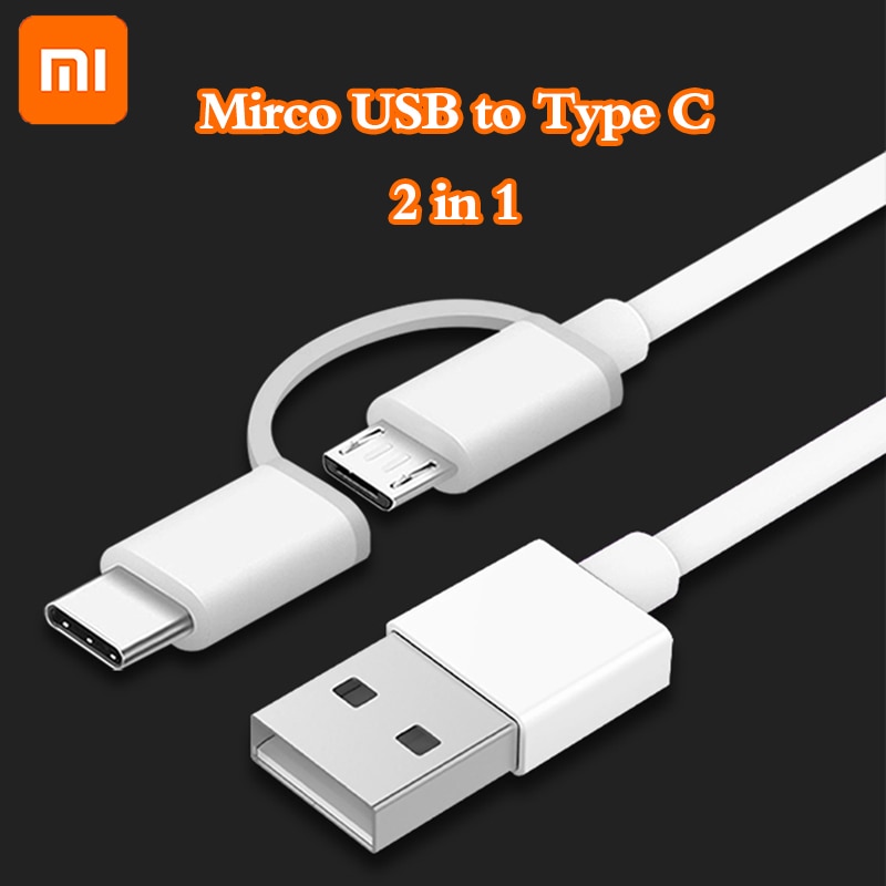 XIAOMI 1M 2A Multifunction 2 IN 1 USB Cable Micro USB to Type C Quick Charge Date Cable for Xiaomi 10 9 8 6 5 5S 4 Redmi 8 6A 7