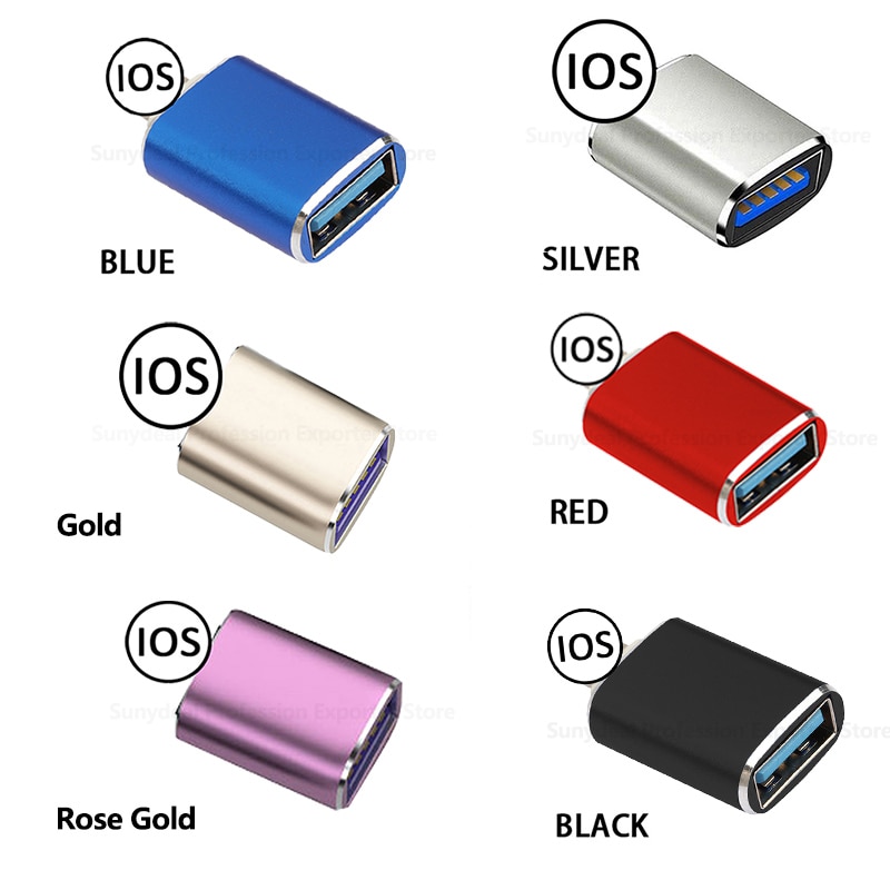 Hembra USB para USB un adaptador de cámara convertidor de datos tarjeta SD de disco U corto OTG para iPhone 12 11 Pro XS MAX XR X 6 6S 7 7 8 Plus