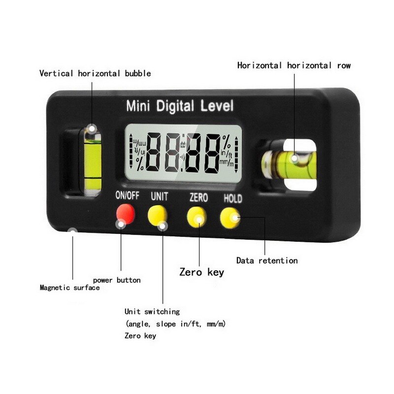 Digital angle finder Protractor electronic level box 360 Degree digital inclinometer angle measuring tool with magnets Portable