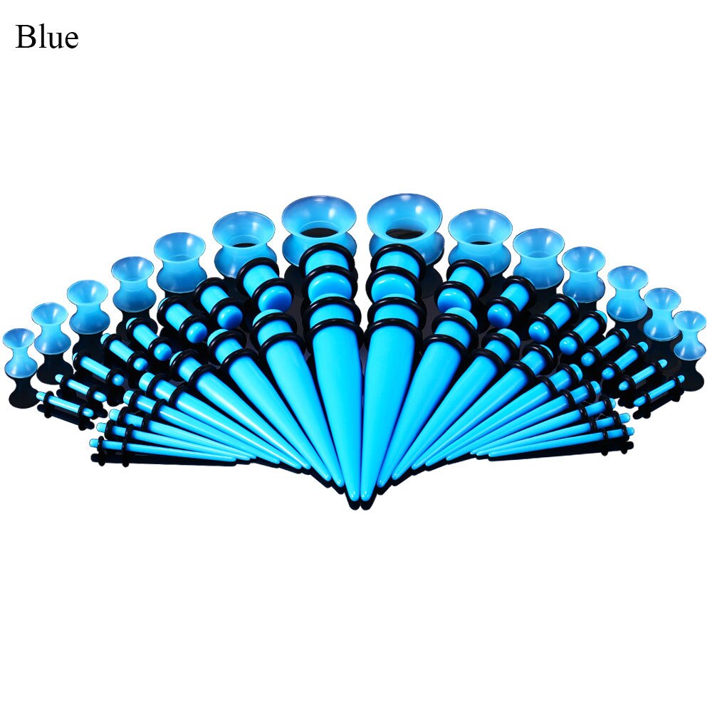 Acryl Oor Gauge Doorstoken Oorbellen Taper En Plug Stretching Kits Gemengde Kleur Oor Flesh Tunnel Uitbreiding Body Piercing Sieraden: blue
