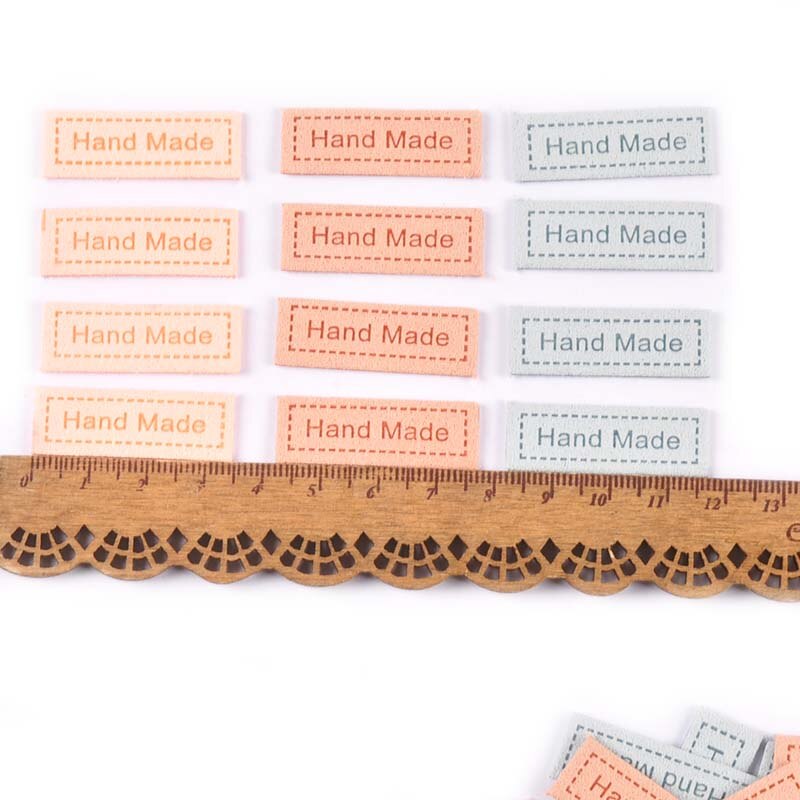 Etiquetas en relieve de franela para accesorios de costura, etiquetas para bolsas de ropa, cuidado de ropa, suministros de manualidades hechas a mano, 12x35mm, 20 Uds.