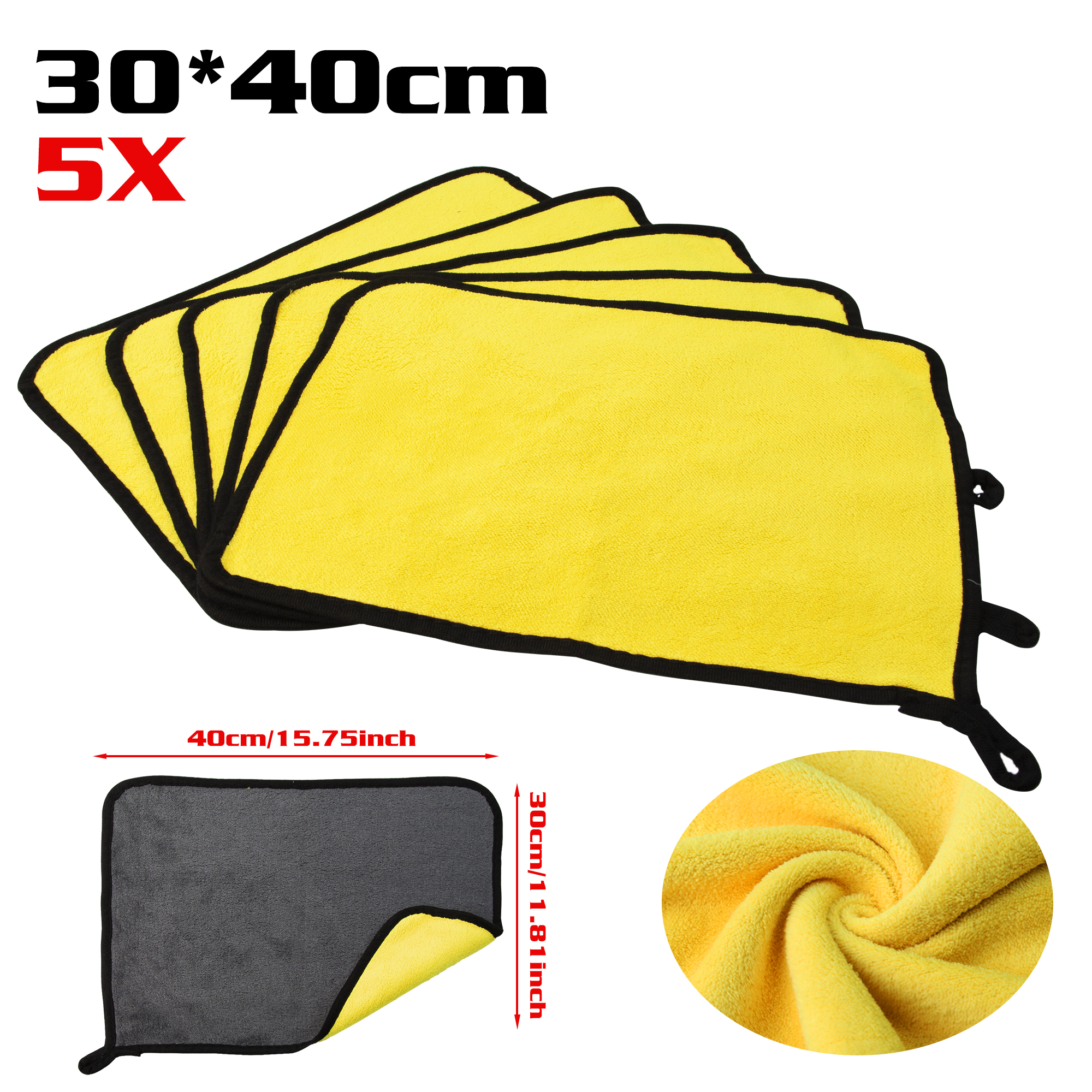 Toalla de microfibra para lavado de coches, 5 uds., 4 tamaños, paño de limpieza y secado, toalla de secado, cuidado del coche, detalles, suministros de toallas para lavado de coches: Azul