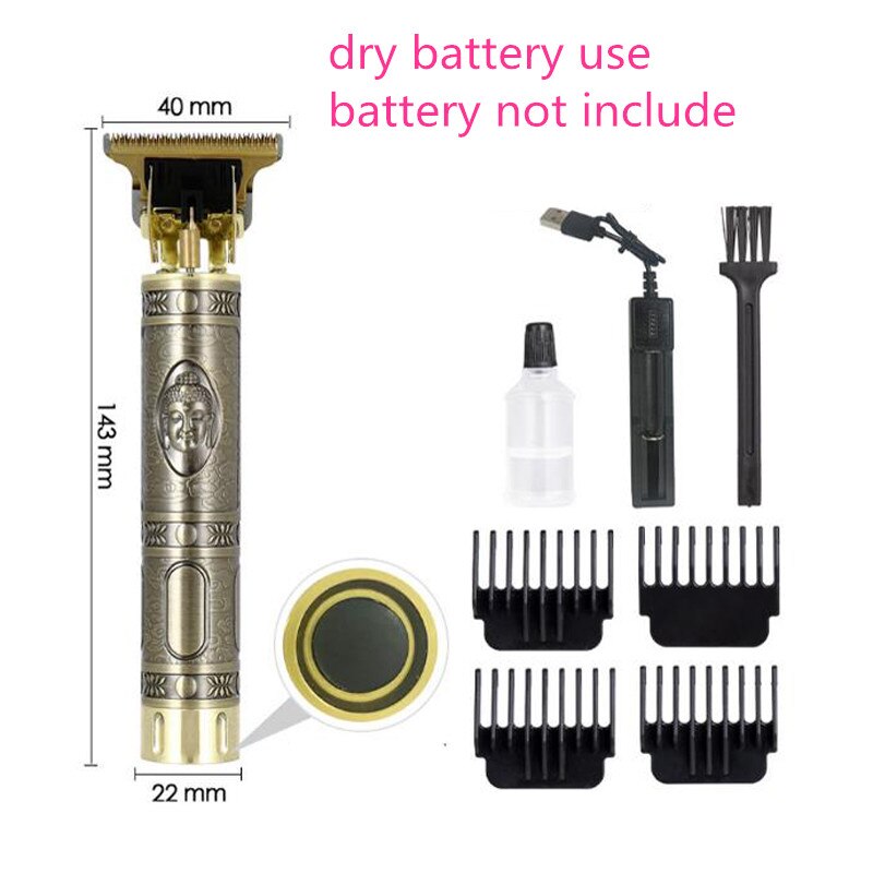 surker hair clipper metal body rechargeable hair clipper oilhead clipper hair carving clipper white haircut machine: Green