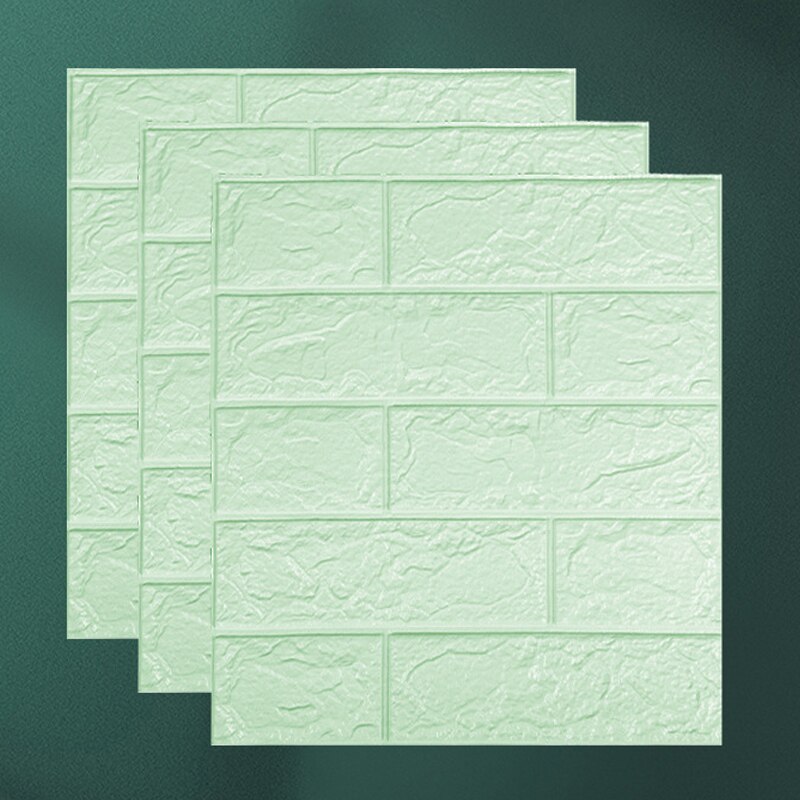 15/30pcs 3D Brick Wall Sticker Self-Adhesive DIY Waterproof Foam Wallpaper For Room Kitchen Roof Ceiling Background Wall Decals: light green / 35x38.5cmx15pcs