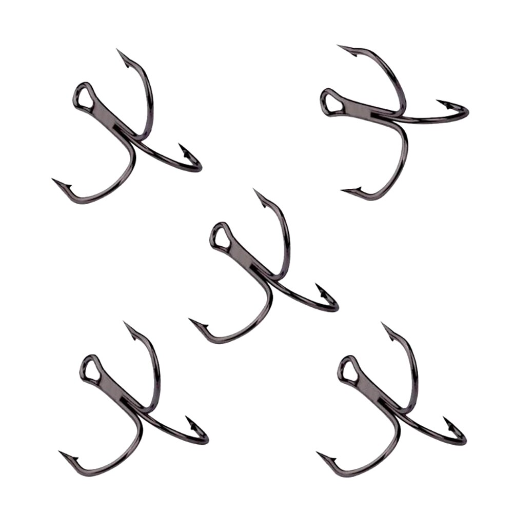 10 Uds. De anzuelos de pesca de Material de carbono de acero alto, anzuelo de pesca negro triple, redondos y doblados, para agua salada 3/0 #-10 #, herramientas de aparejos