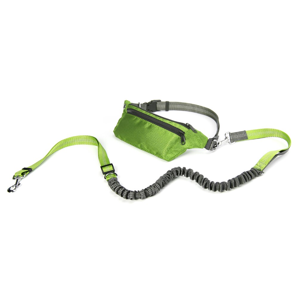 Multi Function Dogs Leash Waist Pocket Waterproof Hands Free Dog Belt Running Product Elasticity Adjustable Waist Dog Leashes: Green Set