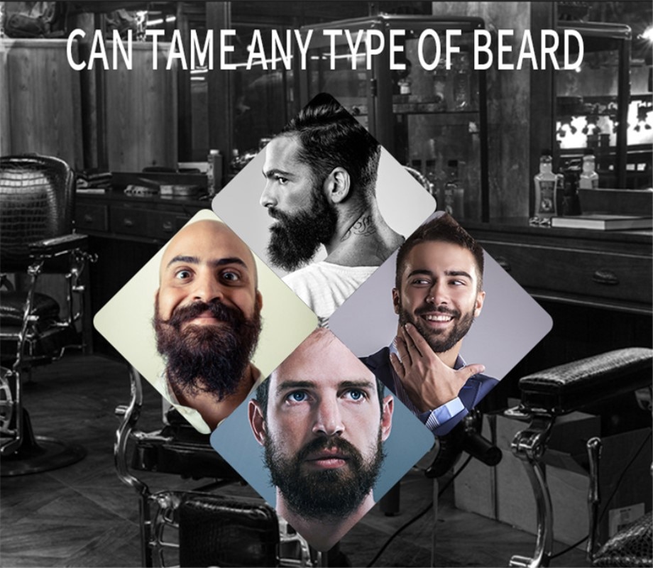 Skjeggpleiesett 5 stk trimming barberkost kam skjeggsett bart saks rett barberhøvel å danne barberkost verktøy
