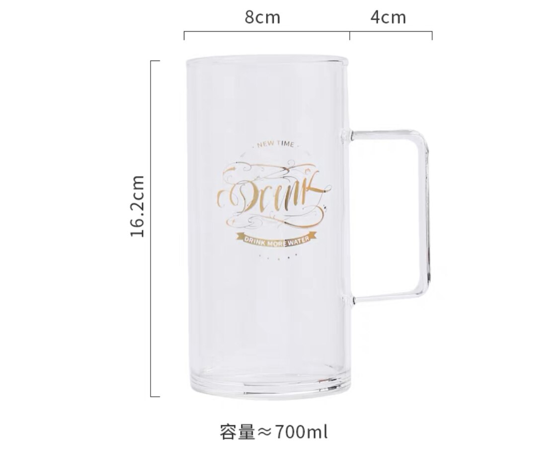 Gran capacidad de 700ml de cristal redondo de taza de agua Simple taza desayuno taza para leche taza de bebida Oficina taza de café taza de jugo: style 4