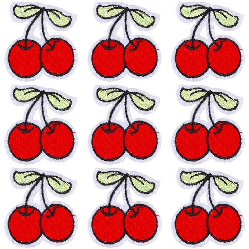 Pulaqi 10Pcs Cherry Cartoon Patch Fruit Patches Ijzer Op Patches Voor Kleding Zoete Custom Patch