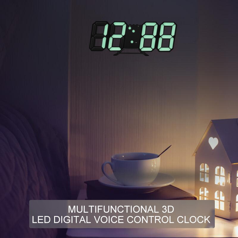 Large 3D Digital Led Alarm Clock Snooze Function Photosensitive Electronic Table Clock With Thermometer Calendar Desk Clocks