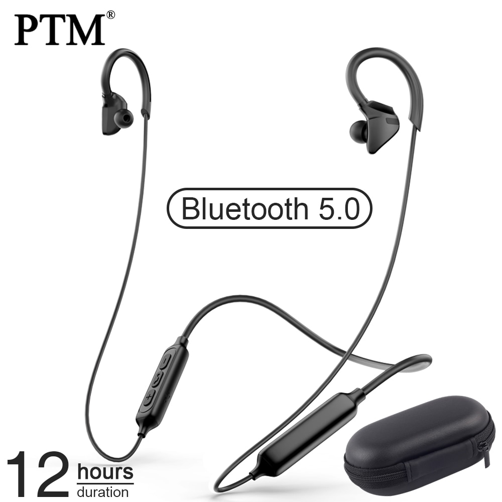 PTM Bluetooth Oortelefoon Draadloze Hoofdtelefoon Anti-Dropping Sport Oordopjes Zware Bas Headset met Microfoon voor iPhone Xiaomi Samsung