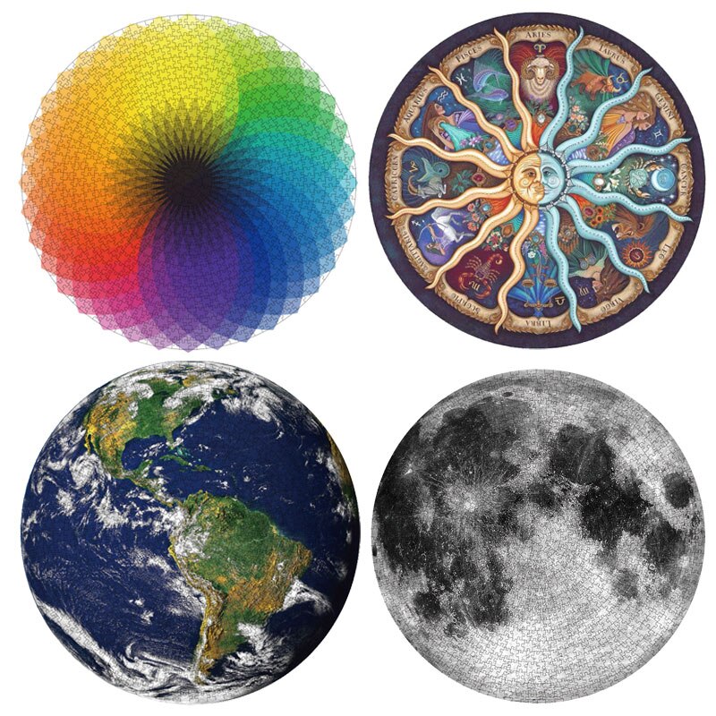 Puzzels 1000 Stuks Ronde Legpuzzels Regenboog Aarde Maan Palet Intellectuele Spel Voor Volwassenen En Kinderen Puzzel
