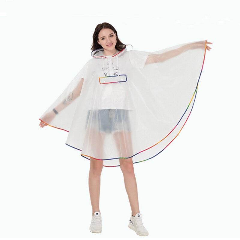 Poncho de lluvia de plástico EVA transparente para mujer, capa impermeable para senderismo y ciclismo, novedad de