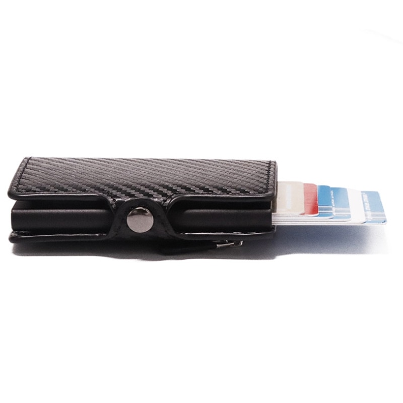 Minimalistische Aluminium Wallet Credit Card Houders Rfid Blocking Slim Carbon Fiber Lederen Portefeuilles Metalen Card Case Coin Pocket Purse