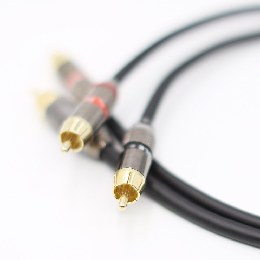Pair RCA interconnect cable hifi audio signal wire with 24K Gold plated HI End RCA Connector