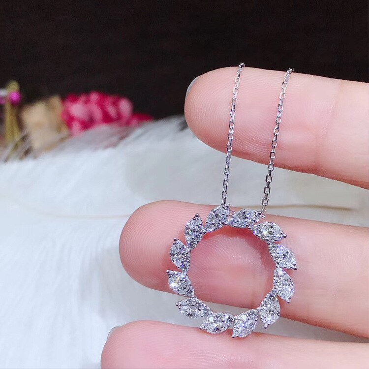 luxury halo 925 sterling silver Pendant Necklaces for women lady anniversary jewelry moonso X5668