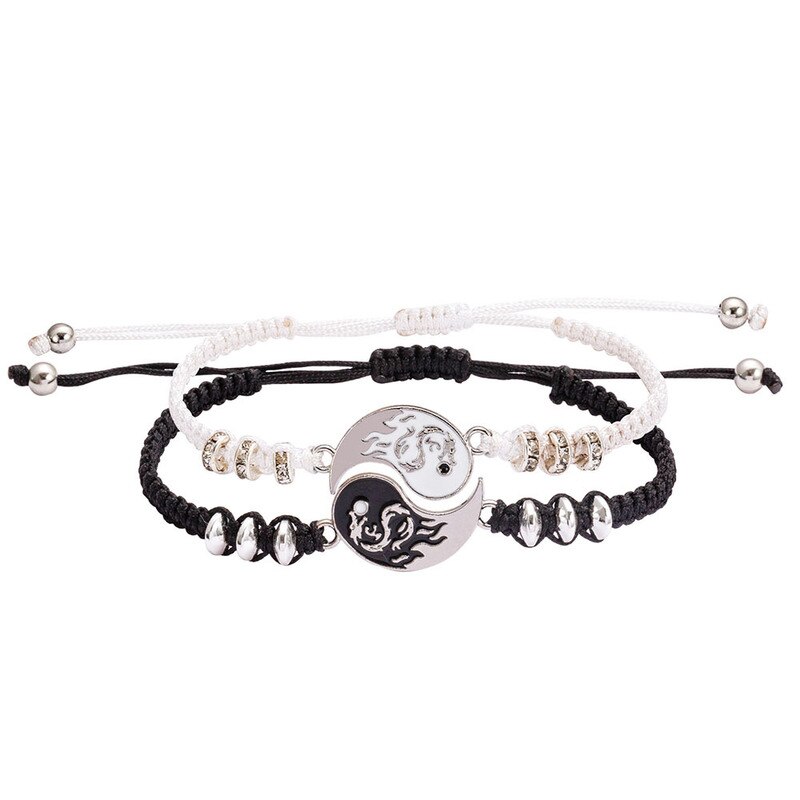2 stücke Tai Chi Gepaart Anhänger Paar Halsketten Armbinde einstellen für Frauen Männer Beste Freunde Yin Yang Halskette Schmuck