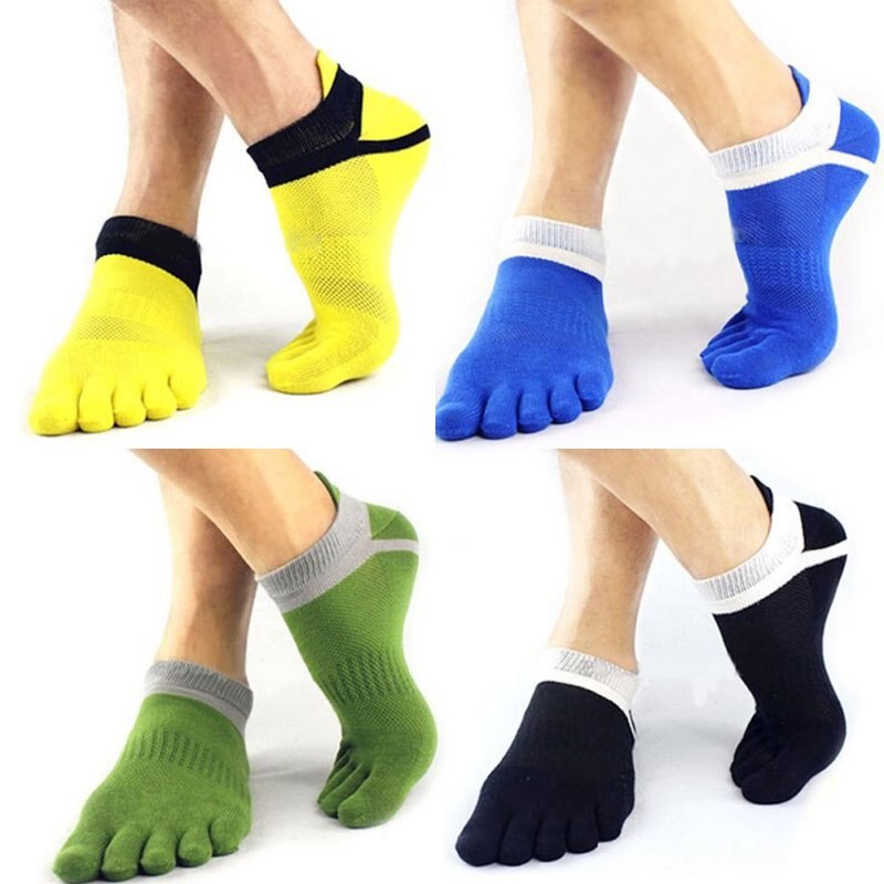 Mænd bomuld fem finger sports sokker åndbar calcetines ankel sokker a
