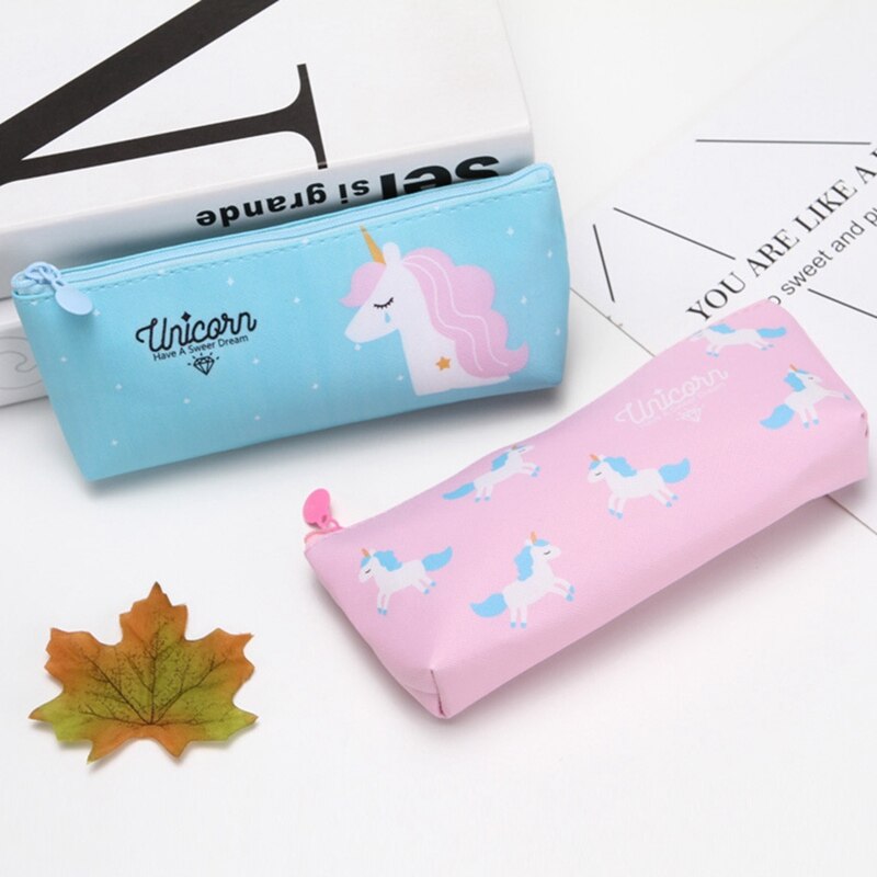 Leuke Cartoon Dier Eenhoorn Etui Kawaii Canvas Kantoor Schoolbenodigdheden Briefpapier Potlood Tas Meisje Student