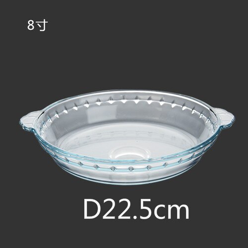 Heat-resistant glass plate thickened tempered salad fish plate household round tableware transparent microwave dish mx8031203: 8 inch