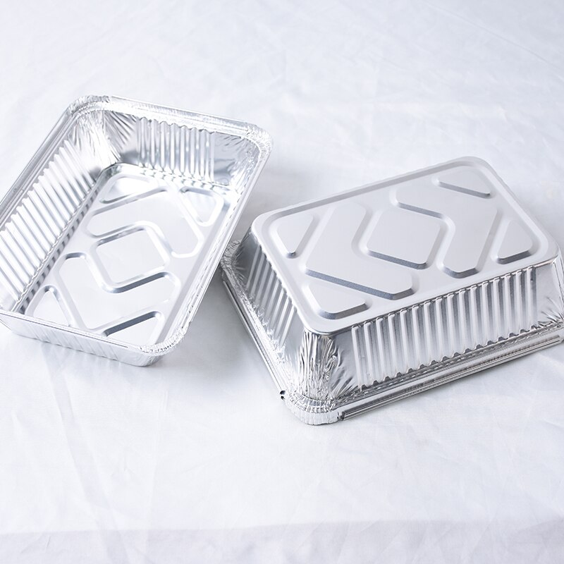 50pcs 1750ML Aluminum Foil Containers With Lid For Restaurant Take-Out Packing Food