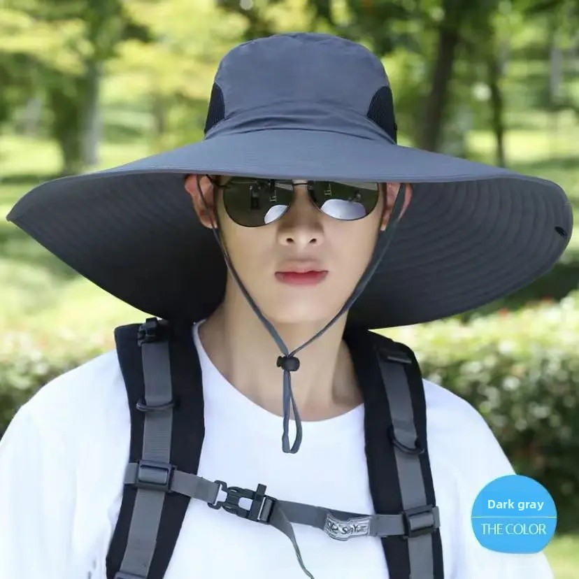 Gorra de pesca para viajes al aire libre, sombrero de sol de ala grande para hombre, sombrero de escalada de montaña, sombrero de pescador, sombrero de protección solar impermeable para hombres An: Azul
