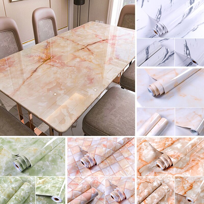 Kuchnia naklejki ścienne z pcv marmurowy blat naklejki łazienka papier samoprzylepny tapeta wodoodporna 60Cm x 10M Home Decoration