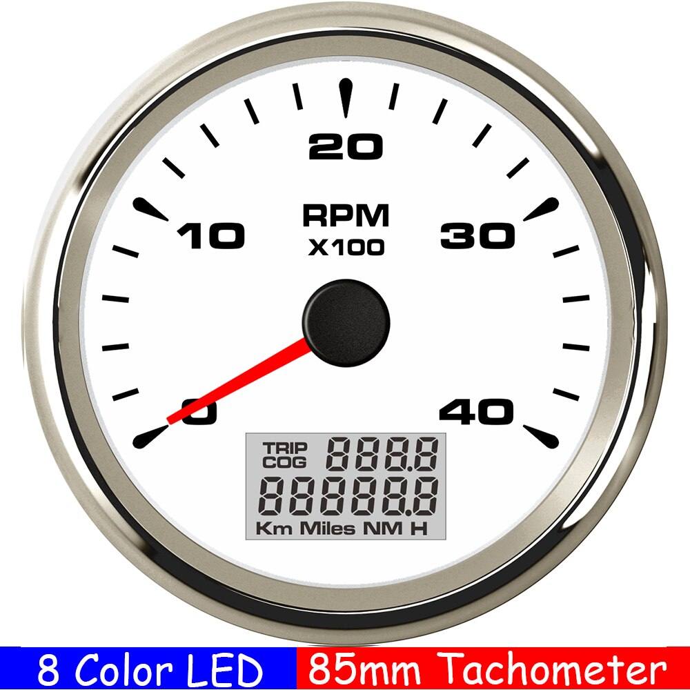 3000,4000,6000,8000Rpm Marine Tacho Meter Met Trip Cog Urenteller Tacho Sensor M16 M18 Waterdichte Auto Boot Toerenteller Gauge 85Mm: 4KRPM WS