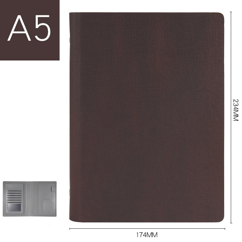 A5 Padfolio Clipboard Folder Card Holder Business Leather Organizer School Office Organizer 6 Ring Binder Manager Writing Pads