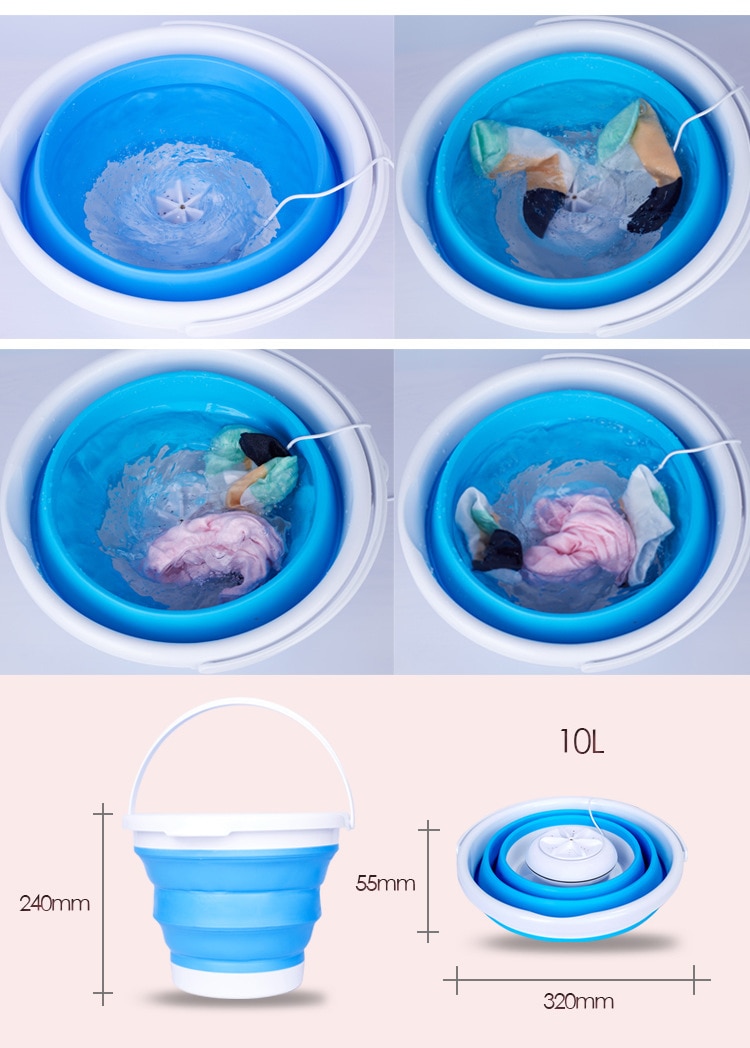Old-tub Mini Washing Machine Ultrasonic Cleaning Small Portable Washer USB Dormitory Mini Laundry Machine Folding Laundry Tub