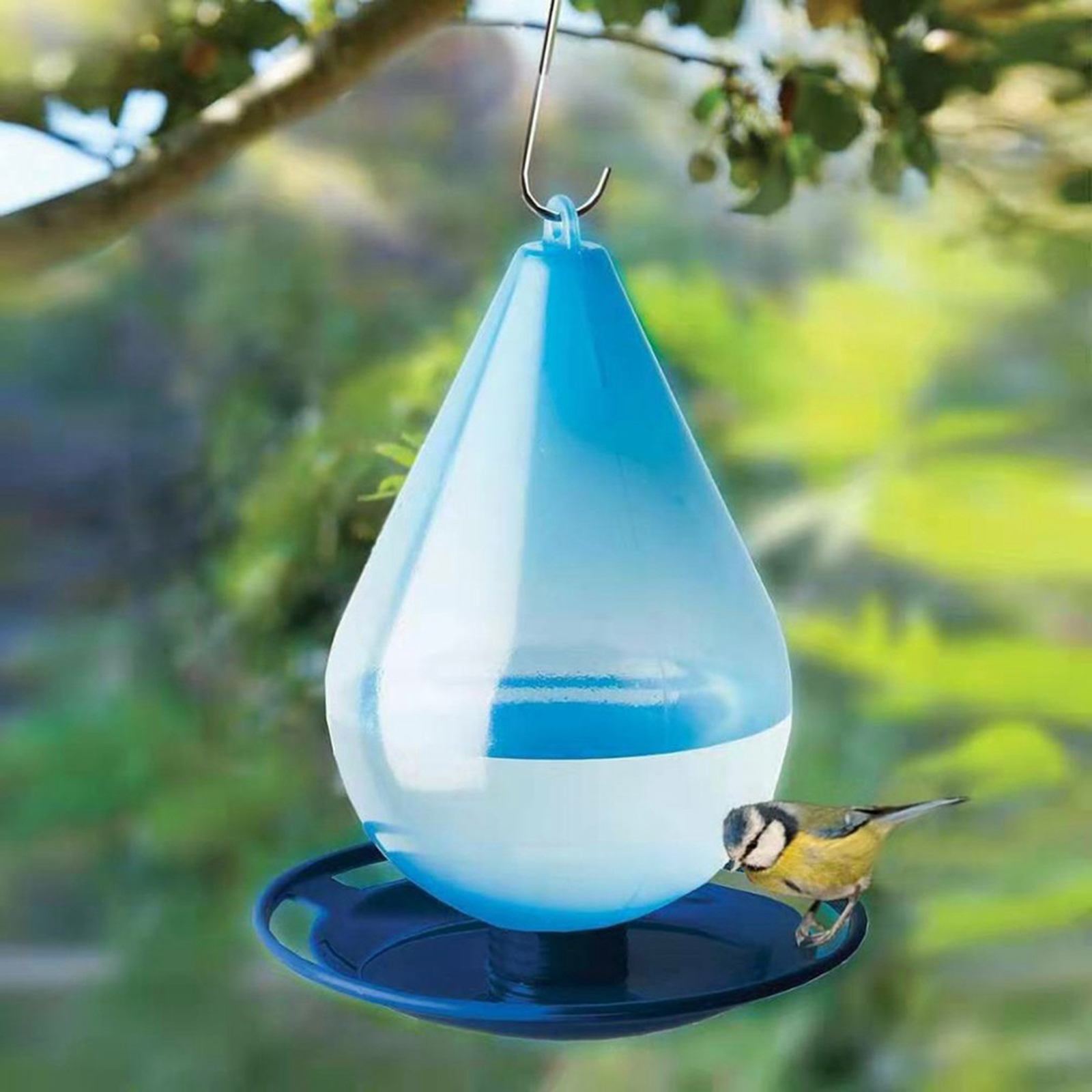Alimentador de néctar de colibrí azul a prueba de fugas para Patio exterior, colgante