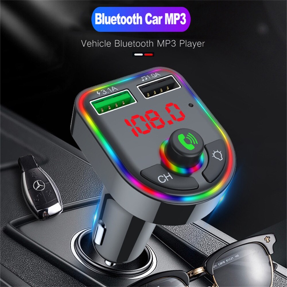 2022 F5/F6 Auto Fm-zender Bluetooth MP3 Speler USB2.0 Led Display 3.1A MP3 Muziek Auto Sigarettenaansteker charger Tf Card