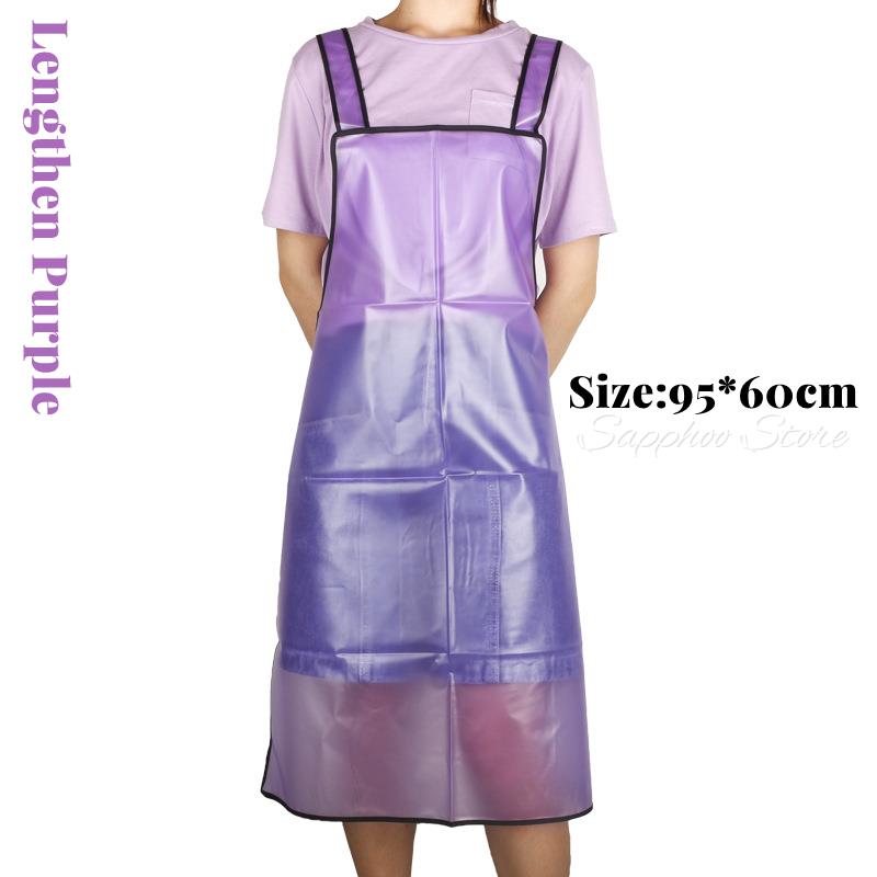 Kapper Huisdier Groomer Werken Schorten Kappers Schort Kapsalon Waterdichte Transparante Tpu Schort Met Pocket Voor Salon: 95cm Purple