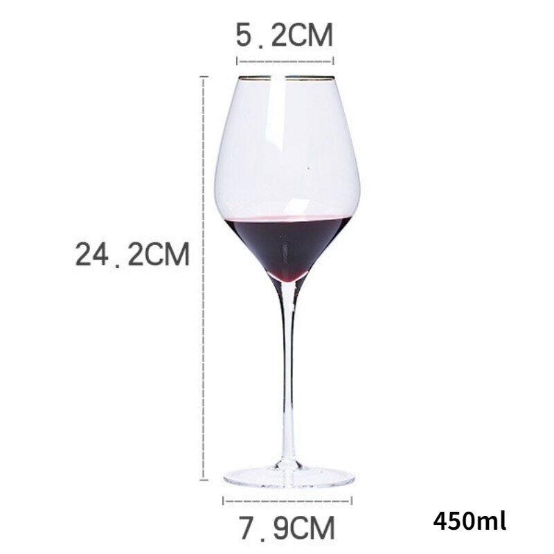 450-650ml Red Wine Glass Outline In Gold Goblet Sparkling Wine Family Bar Chateau Lead-Free Cup Wine Set
