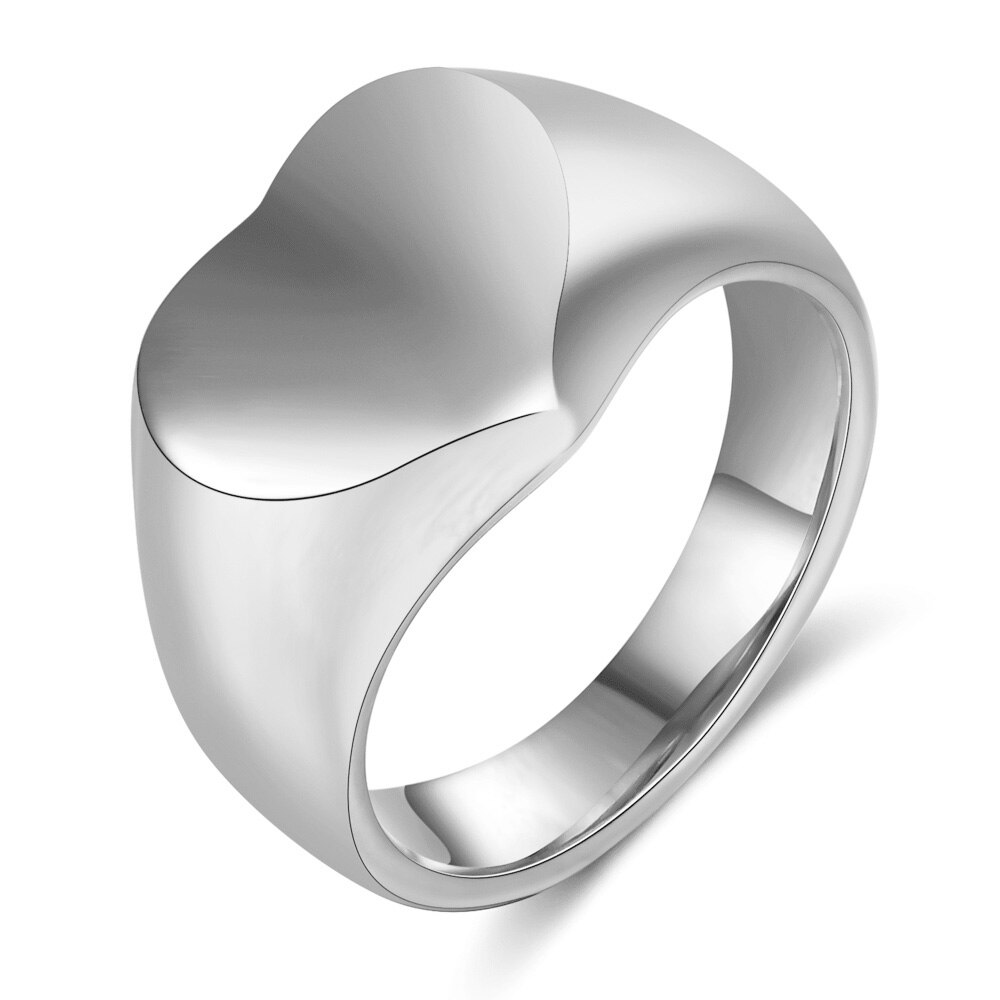 Romantic Stainless Steel Heart Shaped Wedding Rings For Women Men Ladies Gold Color Jewelry Birthday