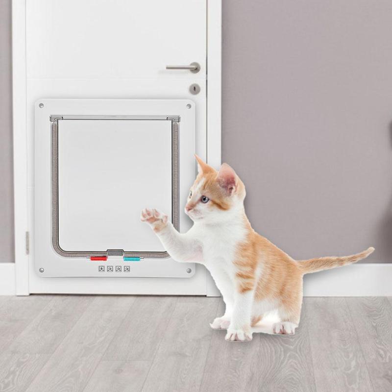 4 Way Pet Deuren Afsluitbare Hond Kat Beveiliging Flap Deur Kitten Puppy Huisdieren Plastic Gate Flap Deur Huisdier kitten Deur