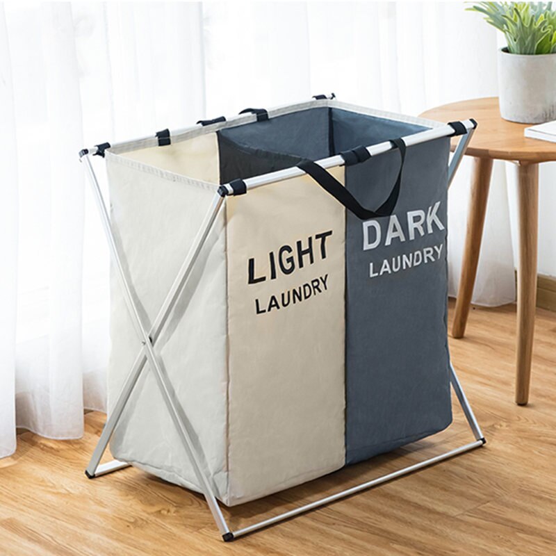 X-shape Foldable Dirty Laundry Basket Organizer For Dirty Clothes Three Grid Home Laundry Hamper Sorter Laundry Basket Large: 2 Grid 1